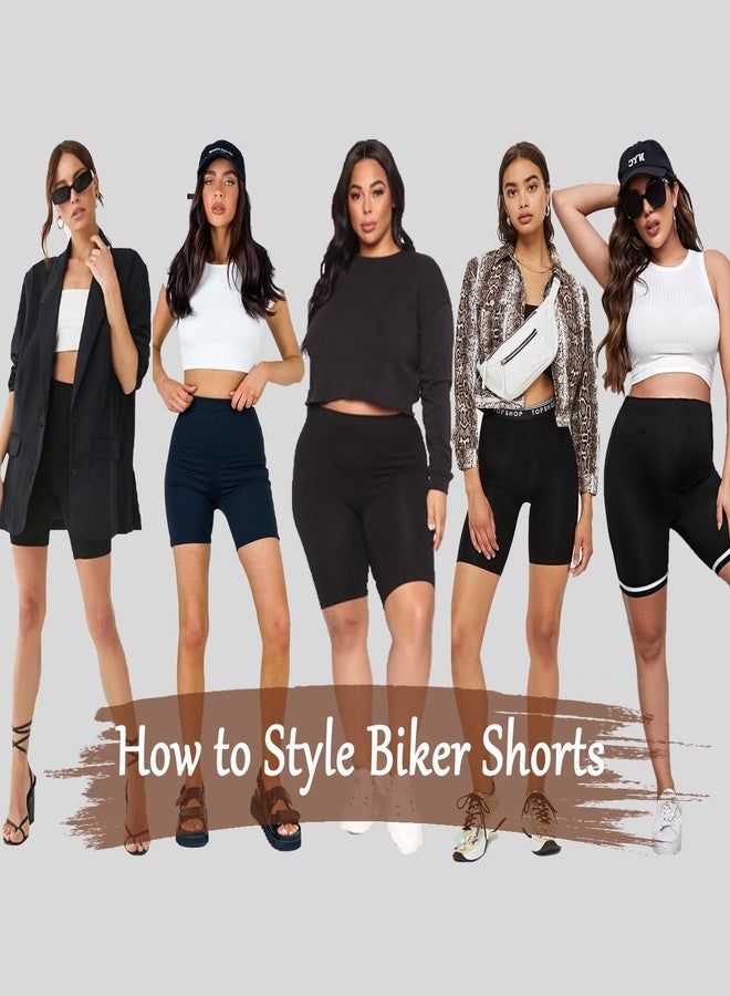 MOREFEEL 3 Pack Buttery Soft Biker Shorts for Women – 8" High Waist Tummy Control Workout Yoga Running Gym Athletic Shorts Black Black Black - Image 3